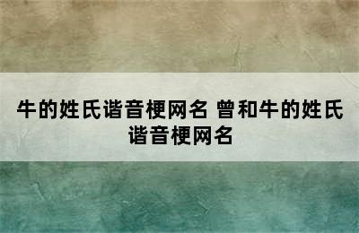 牛的姓氏谐音梗网名 曾和牛的姓氏谐音梗网名